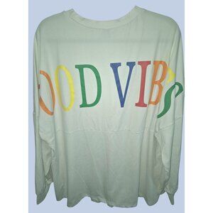 Shein Curve "Good Vibes" White Long Sleeve Shirt 1XL Rainbow
